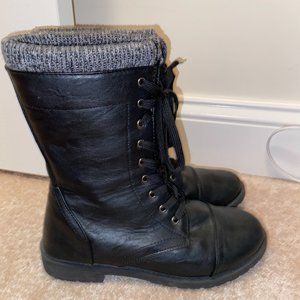 Combat Boots with fabric inset